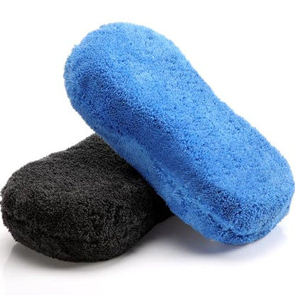 Tanlade 2 Pcs Large Car Wash Sponge for Cleaning, The Microfiber Sponges for Car Washing Supplies, Trucks and Motorcycles (Blue,Gray) - color: Blue, Gray