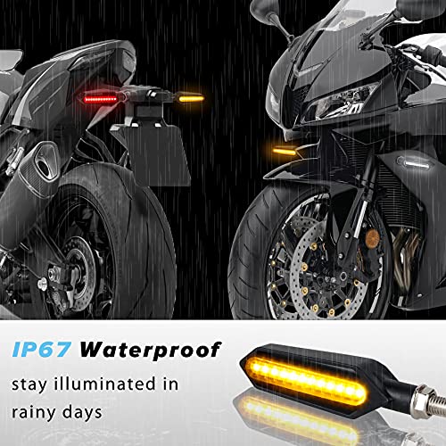 4Pcs Motorcycle Turn Signals Sequential LED Blinkers Front Rear Indicators Universal 12V Compatible with Harley Honda Kawasaki Suzuki Yamaha Scooter Quad Off Road Cruiser - color: amber/white + amber/red