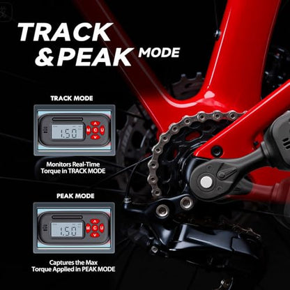 Bike Digital Torque Wrench 1/4" Drive 15-Piece Kit | 1.5-30 N.m / 1-22 Ft.lb Torque Range for MTB & Cycling Maintenance - size: 1/4" 15pcs-Bike 1.5-30N.m/1-22Ft.lb