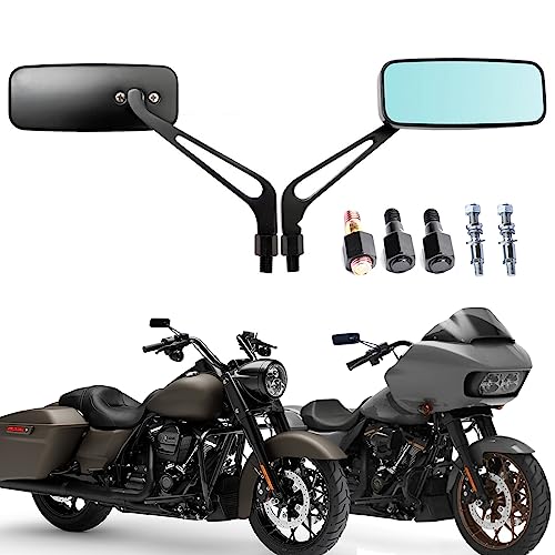 Black 8mm 10mm Motorcycle Side Rearview Mirrors Compatible with Harley Davidson Sportster 883 1200 Street Glide Road king Softail - color: Black Rectangle, size: M8+M10+M8 for Harley