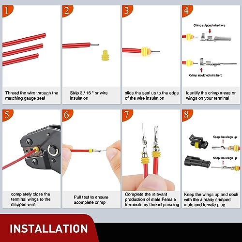 Nilight 200PCS 2 Pin Electrical Connector ‎Plug Male Female Terminal Wire Waterproof Connectors 2 Way Automotive Connect Set for Car Truck Motorcycle Marine Boat 20 Sets - size: 2Pin Connector 200Pcs