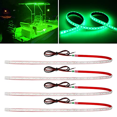 Green Led Strip Lights,24inch 12V Interior Light Strip IP68 Waterproof Cuttable for Car Motorcycles Boat Golf Cart Truck Cargo Home Decoration with Strong Nano Tape(4PCS) - color: Green, size: 24 inch