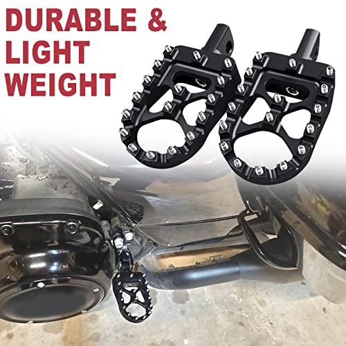 MDPROMCP CNC Motorcycle Wide Foot Pegs Aluminum 360° Roating Adjustable Suitable Compaitble with Dyna Fatboy Iron 883 Sportster 883(Black) - color: Black