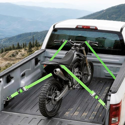 Ratchet Straps, 1.5 inch x 8.2 ft(4 Pack) Heavy Duty Tie Down Straps, Ratchet Tie Down Straps with Soft Loops-5,208 lbs (Green) - color: Green, size: 8.2 Ft