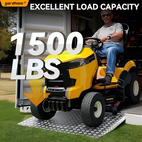 gardhom 33" x 48" Shed Ramp for Riding Mower Aluminum Rust-Free 1500 LBS/Pair Capacity Ramps for Lawn Mower Snow Blower Motorcycle Garages Barns (2PCS) - size: 2PCS-48*33“