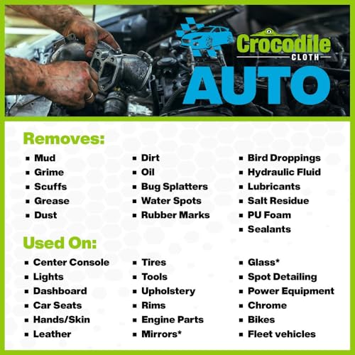 Crocodile Cloth Auto Cleaning Wipes – 600 Count (6 Packs of 100) XL 15" x 10" Heavy-Duty Car Wipes for Engine Degreaser, Detailing, Tires, Tools & DIY Projects - size: 100 Count (Pack of 6)