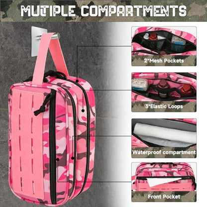 QT&QY Tactical Toiletry Bag For Women Hygiene Bag EDC Military Tool Molle Pouches Small Dopp Kit Mens Shaving Kit Travel shower Bags - color: 1 US Pink Camo