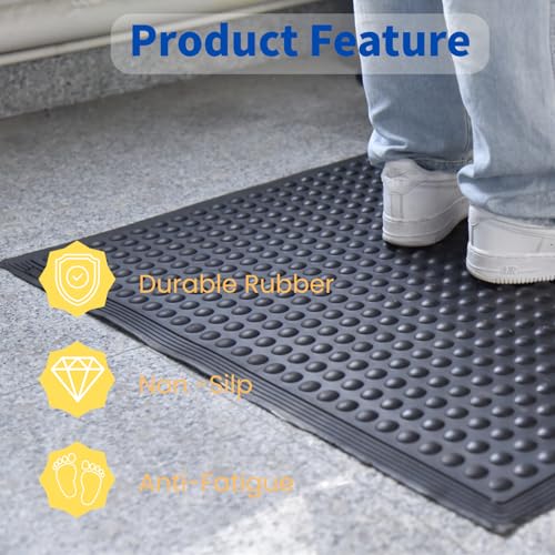 36"×24" Heavy Duty Outdoor Rubber Mat for Floor, Commercial Non Slip Indoor Floor Mat Use for Commercial Kitchen, Ramp, Pool, Restaurant, Garage(4 PCS) - size: 36"×24"-4PCS(ANti Fatigue Mat)