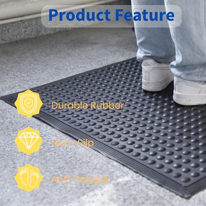 36"×24" Heavy Duty Outdoor Rubber Mat for Floor, Commercial Non Slip Indoor Floor Mat Use for Commercial Kitchen, Ramp, Pool, Restaurant, Garage(4 PCS) - size: 36"×24"-4PCS(ANti Fatigue Mat)