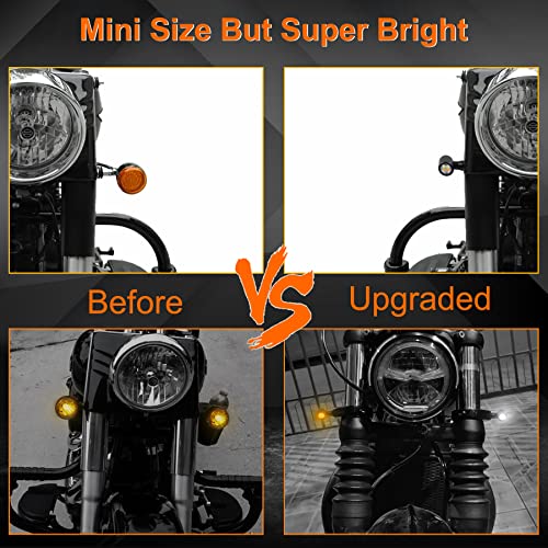 Front Rear Motorcycle Turn Signals Universal LED Turn Signal Kit Mini Blinkers Compatible with Harley Honda Suzuki Triumph Yamaha, Oval, Pack of 4 - color: Front White/Amber+Rear Red/Amber