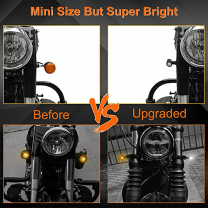 Front Rear Motorcycle Turn Signals Universal LED Turn Signal Kit Mini Blinkers Compatible with Harley Honda Suzuki Triumph Yamaha, Oval, Pack of 4 - color: Front White/Amber+Rear Red/Amber