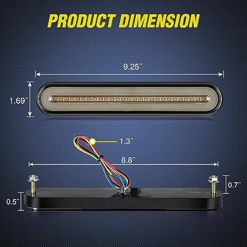 Nilight Trailer Tail Light Bar with 3-in-1 Running Stop Turn Signals Brake Lights 2 Pack 9 Inch 100 LED Red & Amber Sequential Strip for Trailers RV Truck Boat Pickup SUV - color: 2Pcs 3-in-1 9Inch Trailer Lights