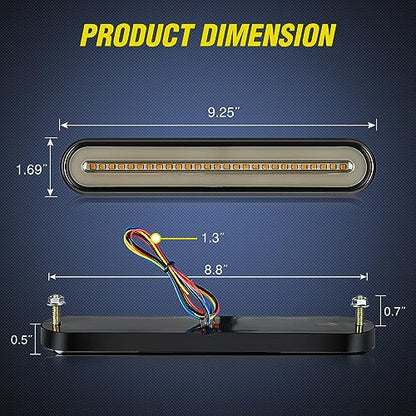 Nilight Trailer Tail Light Bar with 3-in-1 Running Stop Turn Signals Brake Lights 2 Pack 9 Inch 100 LED Red & Amber Sequential Strip for Trailers RV Truck Boat Pickup SUV - color: 2Pcs 3-in-1 9Inch Trailer Lights
