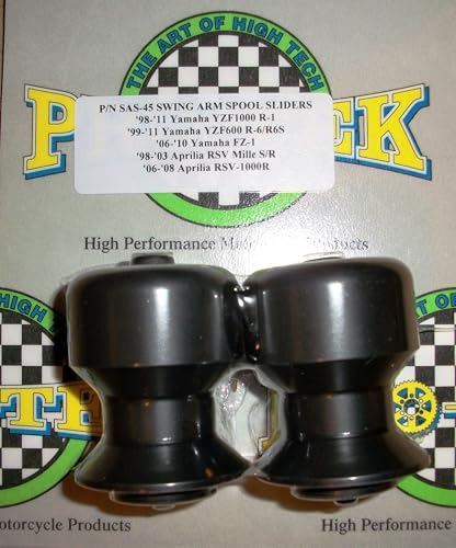 Pro-Tek Swing Arm Spools Sliders Made For 2015 2016 2017 2018 Yamaha FJ-09 FJ-9 FJ9 FJ 09, 6mm Spools with Black Acetal Pucks (Black)
