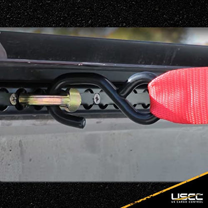 US Cargo Control L Track Double Stud Fitting (4 Pack) 5,000 Pounds Break Strength, Use with L Track Rails in Truck Bed or Trailer to tie Down ATV, Motorcycle, Automatic Locking with Spring Release - size: 4 units