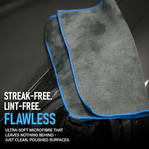 Rapid Dry Towels The Finisher Premium Microfiber Detailing & Utility Towel | 2.3ft x 1.3ft | Channel Weave Lint-Free Cleaning Cloth | Scratch-Free Car Towel for Glass Chrome Interior & Home Cleaning