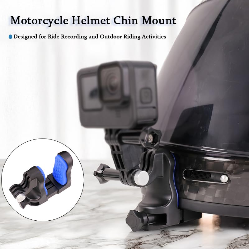 Motorcycle Helmet Chin Mount for Biltwell Lane Splitter Gen 2 2023–2026, Clip-On Camera Holder with Textured Silicone Pads, Multi-Angle Adjustment for Ride Recording