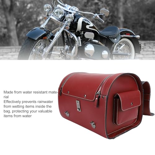 Motorcycle Luggage Bag with Quick Release Mount for Rear Racks, 29.5L Motorcycle Trunk Bag for Gear and Tools, Water defiance PU Leather Shell (Wine Red) - size: Wine Red