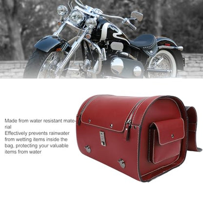 Motorcycle Luggage Bag with Quick Release Mount for Rear Racks, 29.5L Motorcycle Trunk Bag for Gear and Tools, Water defiance PU Leather Shell (Wine Red) - size: Wine Red