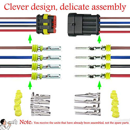 16 AWG Way Car Waterproof Electrical Connector,4 pin Plug Auto Electrical Wire Connectors Marine for Car, Truck, Boat, and Other Wire Connections.(5 Pack)¡­ - size: 4pin connector--5pack