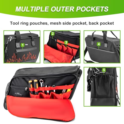 Mofun Saddlebag Liner Bags Hard Saddle Liner bag Organizer With Bright Orange Compatible with Harley Touring Street Road Electra Glide Road King 1993-2025, 2 Bags - style: Black With Red Liner