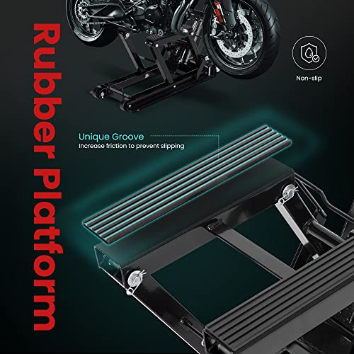 VIVOHOME 1500 LBS Hydraulic Motorcycle Lift Jack, Heavy-Duty Steel ATV Lift Stand with Wheels & Handle, for Motorcycles, Dirt Bikes, ATVs (Black) - color: Black