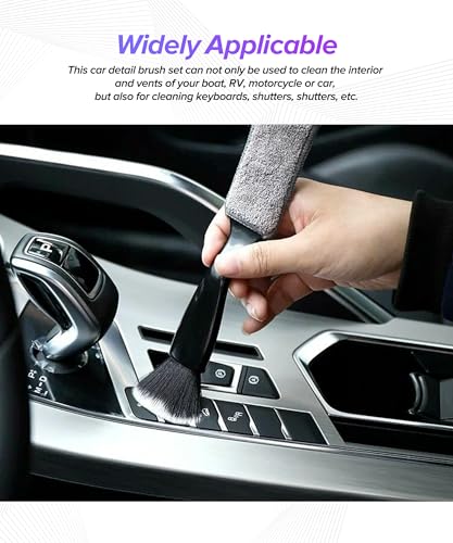 Car Detailing Brush,Car Accessories Double Head Brush for Detailing Interior,Soft Autobrush,Automotive Cleaning Brushes,Used for Washing Exterior Emblems,Leather Seats,Plastic Door Panels