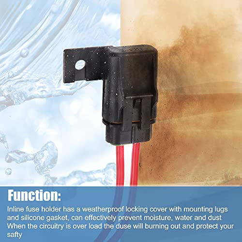 X AUTOHAUX 2 Set Inline Fuse Holder Waterproof Blade Style ATO/ATC Holder 50A 12A Gauge Wiring Harness with Cover for Automotive Marine