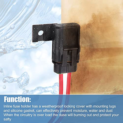 X AUTOHAUX 2 Set Inline Fuse Holder Waterproof Blade Style ATO/ATC Holder 50A 12A Gauge Wiring Harness with Cover for Automotive Marine