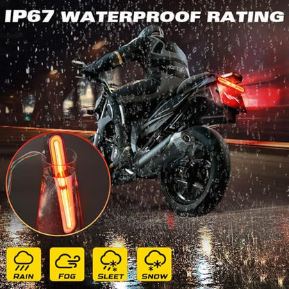 Alopee 9" Universal Motorcycle Tail Light with Turn Signals 10V-30V 3-in-1 Waterproof Motorcycle Brake Light Used for Chopper, Truck, ATV, UTV, ADV, Pick-up and Golf Cart (with 1 Wrench) - size: 9 Inch-Tail Light