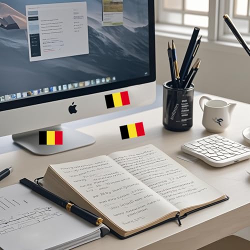 4 PCS Flag Stickers - Belgium Flag Stickers Decals for Cup Computer Laptop Car Bumper Window Helmet Musical Instrument with Smooth Surface - size: Belgium