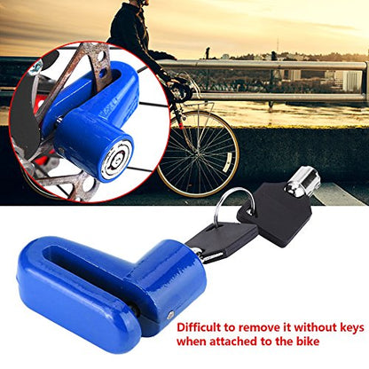 Motorcycle Wheel Lock, Metal Bike Lock Disc Brakes Anti Theft Bicycle Locks with Plastic Frame and Keys, Black (Blue) - color: Blue