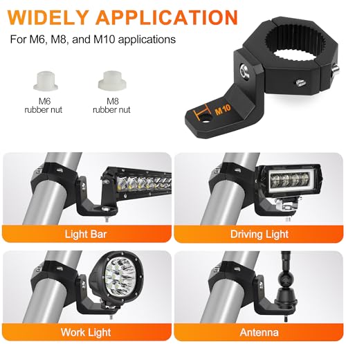 Light Bar Mounts Roll Cage - 360° (40°x9) Rotating Aluminium LED Lights Bar Bracket for 1.75”-2” Roll Bar UTV ATV Accessories, Mounting Clamp for Truck Off-Road Motorcycle M6 M8 M10, Pack 2