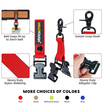MELOTOUGH Firefighter Glove Strap | Work Glove Holder Clip with Glove Leash Swivel Snap Hook,Alligator Clip - color: Red