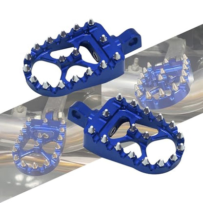 CNC MX Style Wide Foot Pegs with 360° Roating Compatible with Harley Dyna Softail Fatboy Sportster Iron 883 Chopper Bobber Models Blue - color: Blue with Cone Spikes
