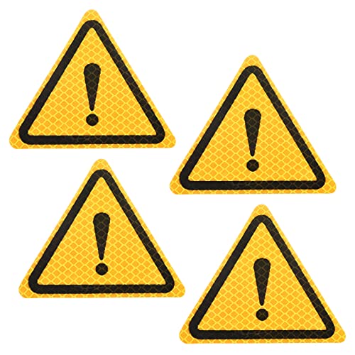PATIKIL Reflective Stickers, 4 Pack 3.94 x 3.94 Inch Waterproof Adhesive High Visibility Night Caution Warning Triangle Safety Tape Reflector for Trucks Trailers Cars, Yellow - color: Yellow