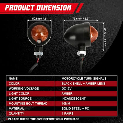 INNOGLOW Motorcycle Turn Signal Lights for Harley Kawasaki Suzuki Yamaha Motorcycle Custom Bike Cruiser Bobber (Aluminum) - color: Style-3