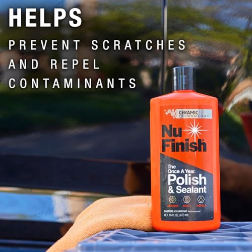 Nu Finish Once a Year Polish and Sealant - Professional Car Polish, 3-in-1 Ceramic Technology to Repair Scratches & Protect Paint, Gift for car Lovers - style: Polish and Sealant