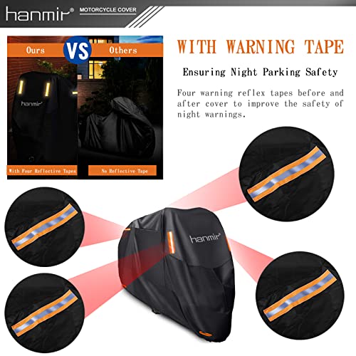 Motorcycle Cover,Motorbike Cover All Season Universal Weather Waterproof Outdoor UV Protection with 4 Reflective Strips & Storage Bag,XXXL Motorcycles Vehicle Cover - size: XX-Large-3X-Large