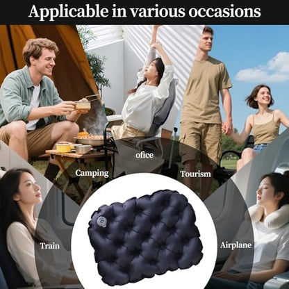 Inflatable Seat Cushion – Portable Lightweight Waterproof Travel & Stadium Seat Pad, Fast Inflate/Deflate Air Cushion for Camping, Hiking, Office, Tailbone Relief - color: Black