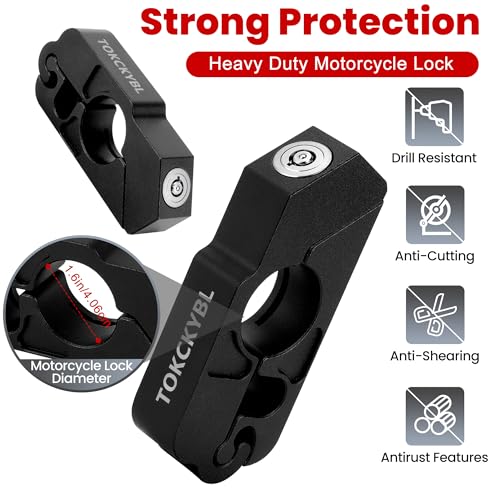 Motorcycle Lock, Heavy Duty Anti Theft Helmet, Brake and Handlebar Lock, Universal for Motorcycles, ATVs, Dirt Bikes, Mopeds, Scooters, Black - color: Black