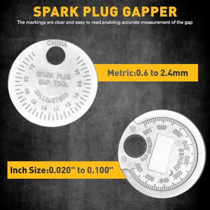 ELEAD 6-Piece 3/8" Drive Spark Plug Socket Set with Spark Plug Gapper, SAE & Metric, 5/8", 3/4", 13/16", 14mm, 18mm, CR-V Sockets with Rubber Holding Rings - size: 6-Piece Spark Plug