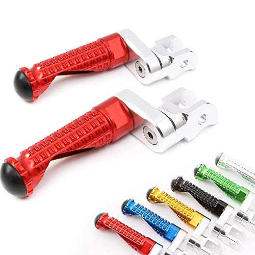 MC MOTOPARTS MPRO Red 25mm Extended Front CNC Footpegs Compatible with YZF R1 00-21 YZF R6 03-19 YZF R1M 15-21 R1S - color: Red, size: 25mm Extension