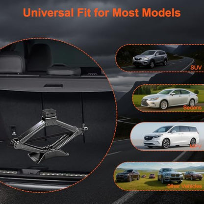 SPECILITE Scissor Jack, 2.5T(5512 Lbs), High-Strength Car Jack & Stand Kit with Rubber Pad, Tire Changing Kit with Ratchet Handle&Lug Wrench, Universal Vehicle Emergency Set for Various Models Black - color: Black