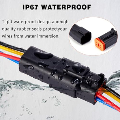 4 Pin Waterproof Connector,4 Wire Electrical Car Auto Connector,With 20CM 16AWG Long Male Female Plug Quick Disconnect Wire Connectors for Car Truck Motorcycle Marine Boat(5 Pairs Black) - size: DT 4P
