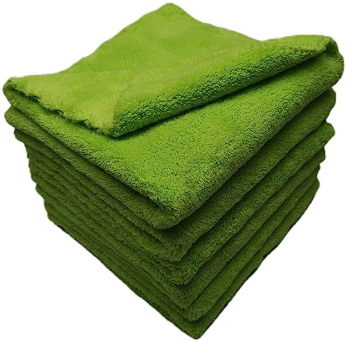 SOFTBATFY Plush Edgeless Microfiber Towel for Car, Soft Drying Wash Detailing Buffing Polishing Towel,500 GSM 6Pack 16 x 16inches (Fluorescent Green, 6Pack) - color: Fluorescent Green