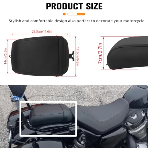 CHIFUN Motorcycle Rear Passenger Seat Compatible with Harley Nightster 975 RH975 2022-2025, Passenger Cushion Pad Black Synthetic Leather