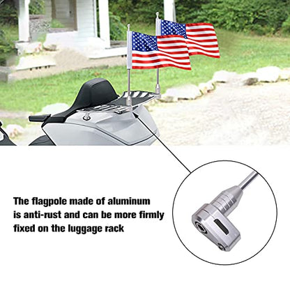 Vertical Motorcycle Flag Pole Rear Side Mount Luggage Rack for Honda Gold Wing Gl1500 Gl1200 Gl1800 2001-2012, Chrome Flagpole Bracket American Flag