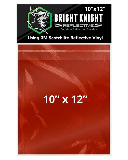 Bright Knight Decals Red 3M Reflective Tape - 10x12 Flat Sheet Vinyl Motorcycle Helmet Stickers, Waterproof Safety Vinyl Wrap, Reflective Stickers for Helmet, Hard Hats, Cars, Bikes & Rims - color: Red, size: 10x12