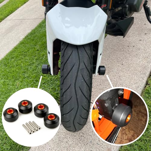 Duke 125 390 2012-2024 Frame Sliders - 4pcs Motorcycle Front Rear Fork Wheel Crash Protector for DUKE 125 390 Duke 200 RC125 RC390 RC250 2012-2019 2020 2021 2022 2023 2024- Black